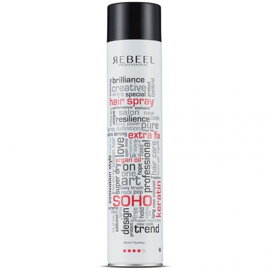 Rebeel SOHO Extra Fix Professional Hairspray 750ml with Argan and Keratin