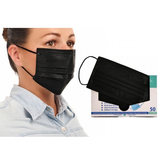 Disposable Masks Black Pack of 50 pcs.