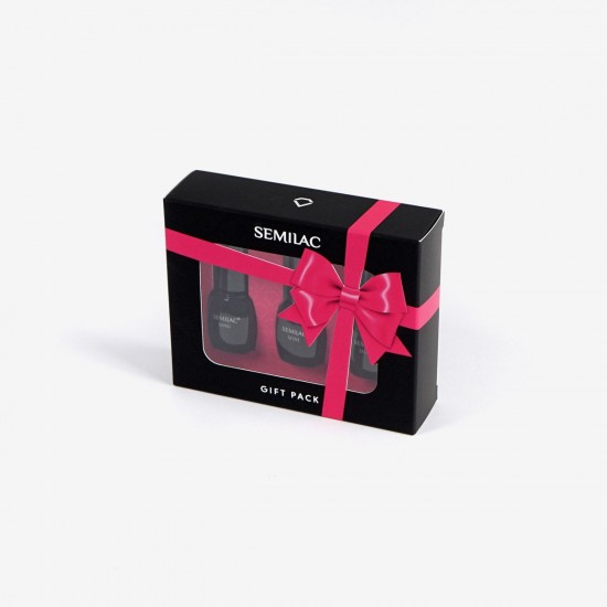 Πακέτο Bερνικιών Semilac Gift Pack για Hμιμόνιμο Mανικιούρ 3 x 3ml Base + Top No Wipe + 231 Girl on Fire